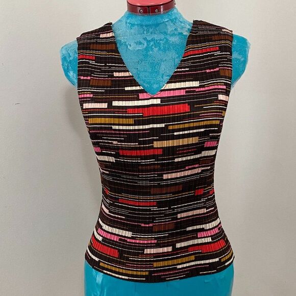 Giorgio Fiorlini Boho Stretch Fitted Sleeveless V-neck Womens Top Size M - Picture 1 of 5